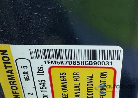 2017 Ford Explorer Xlt from USA, damaged, VIN 1FM5K7D85HGB90031